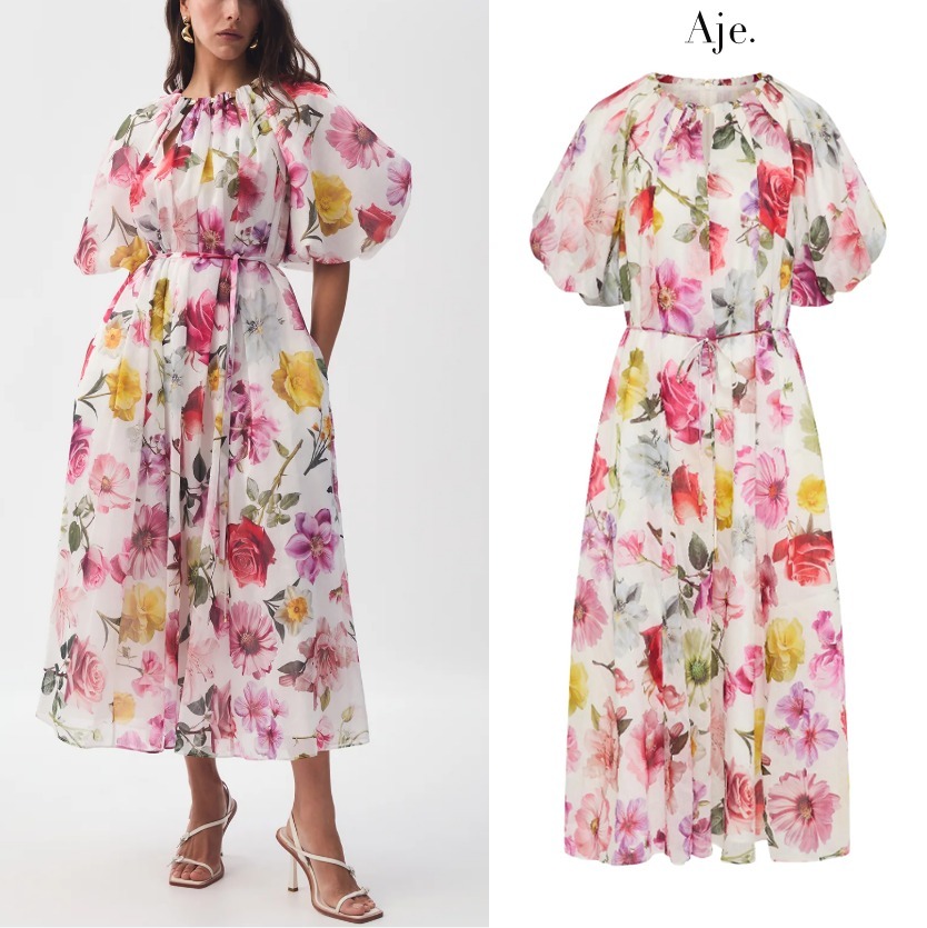 【AJE】フローラルパフスリーブワンピースFleur Midi Dress