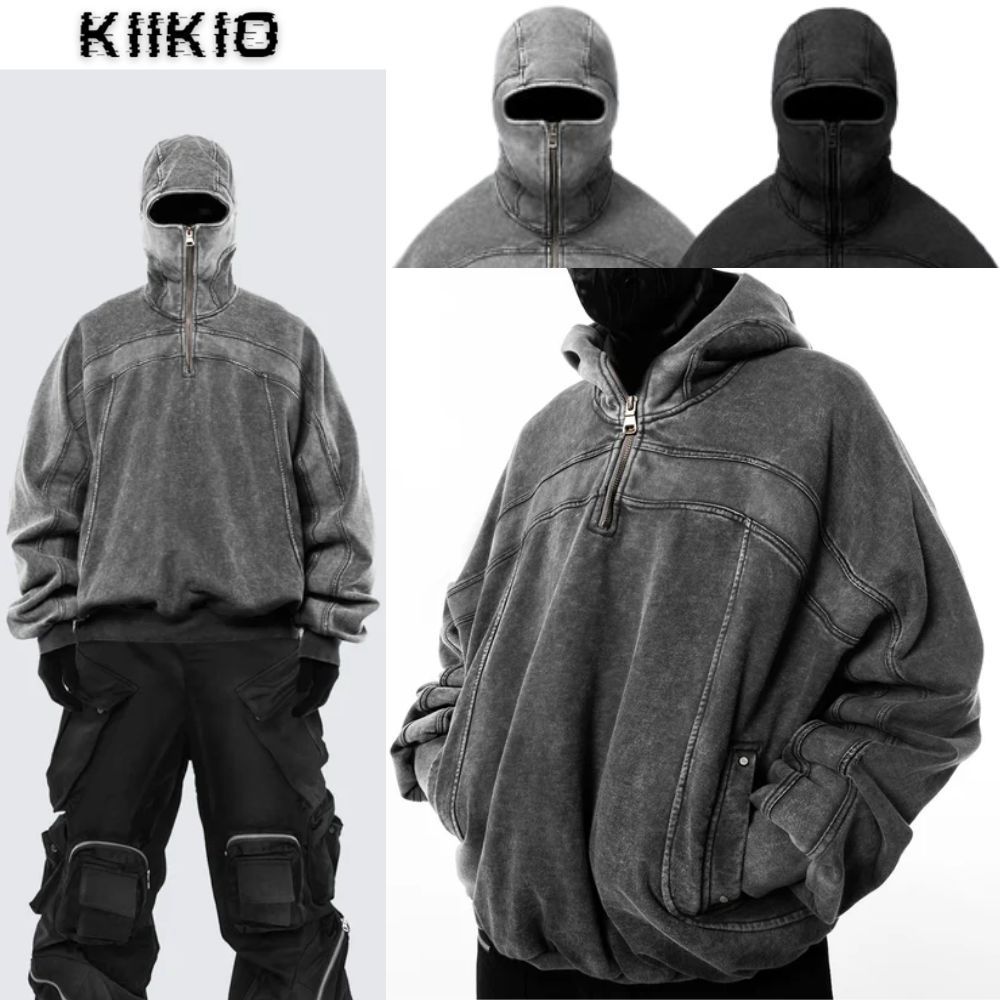 KIIKIO fivekoh galaxy ウォッシュフーディ ハーフジッパー