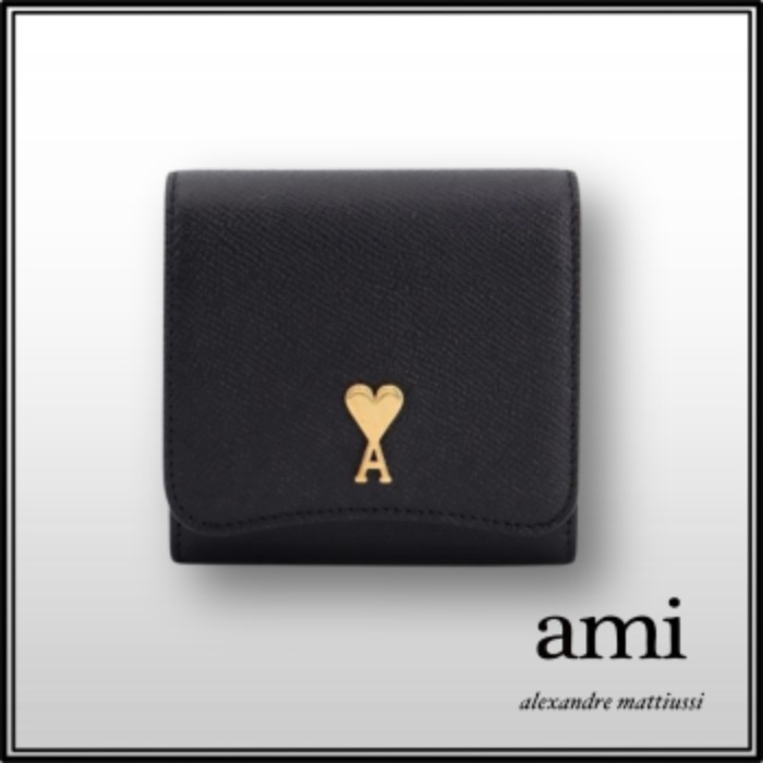 国内発送【AMI PARIS】財布 二つ折り財布 ロゴ グレインレザー