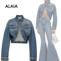 【ALAIA】クロップドデニムジャケット ブルーヴィンテージ