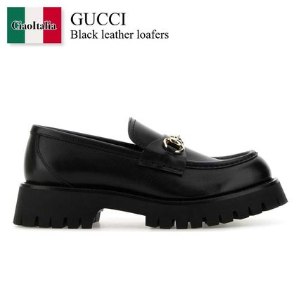 ローファー・オックスフォード GUCCI BLACK LEATHER LOAFERS Women's loafer with Horsebit in black leather | GUCCI® US