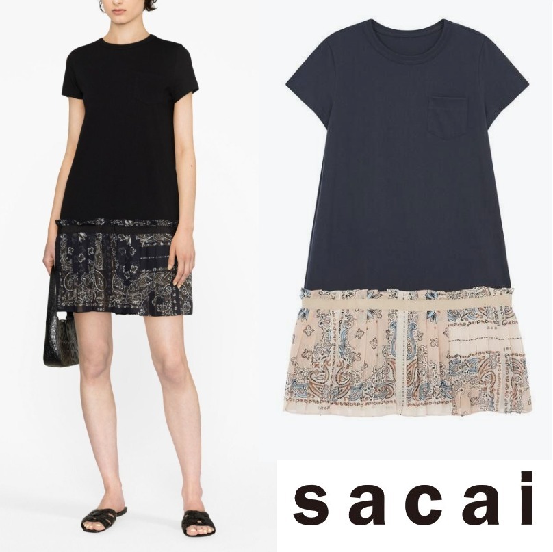 セール●SACAI●Bandana プリントコットンシャツワンピース