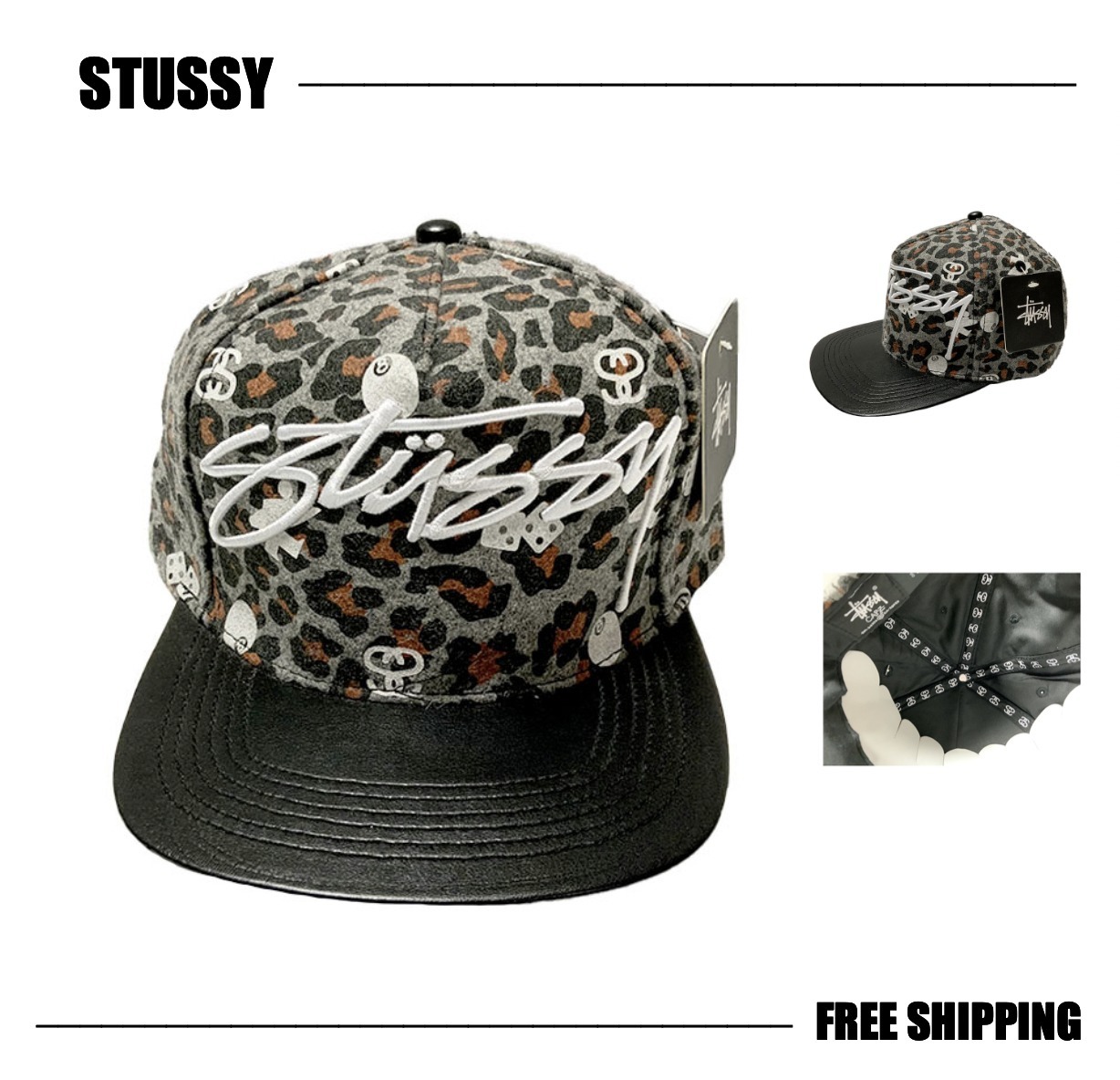 【STUSSY】Stussy Leopard Logo Cap
