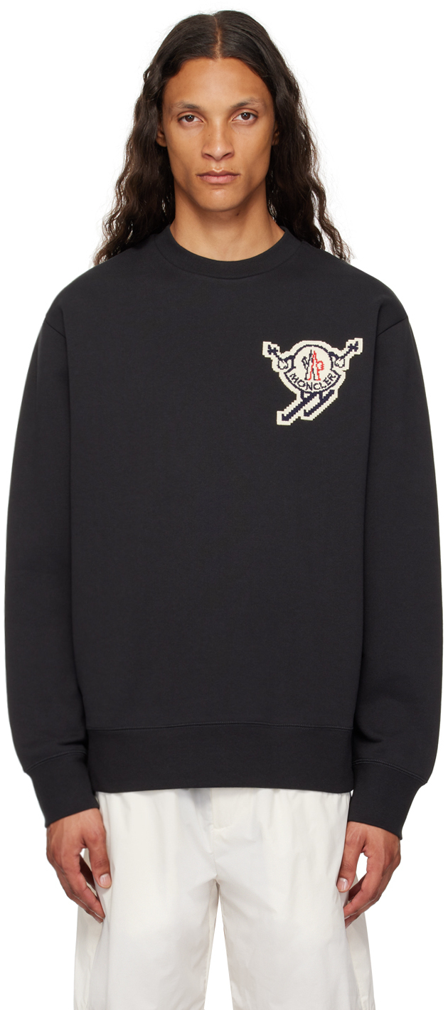 【関税込み】Moncler ブラック アップリケ スウェットシャツ