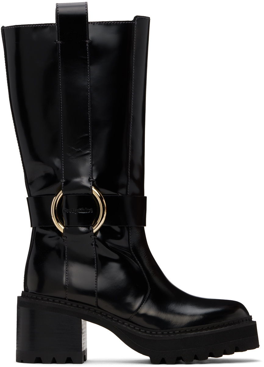 【関税込み】See by Chloe ブラック New Ring ブーツ
