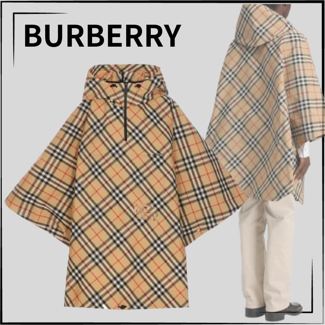 【BURBERRY】関税込☆ベージュ チェック ポンチョ ケープ