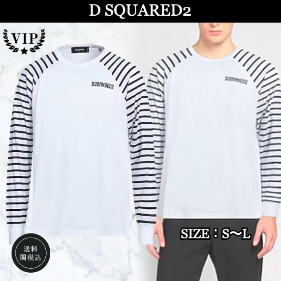 VIP価格☆【D SQUARED2】ストライプ クルーネック L/S Tシャツ