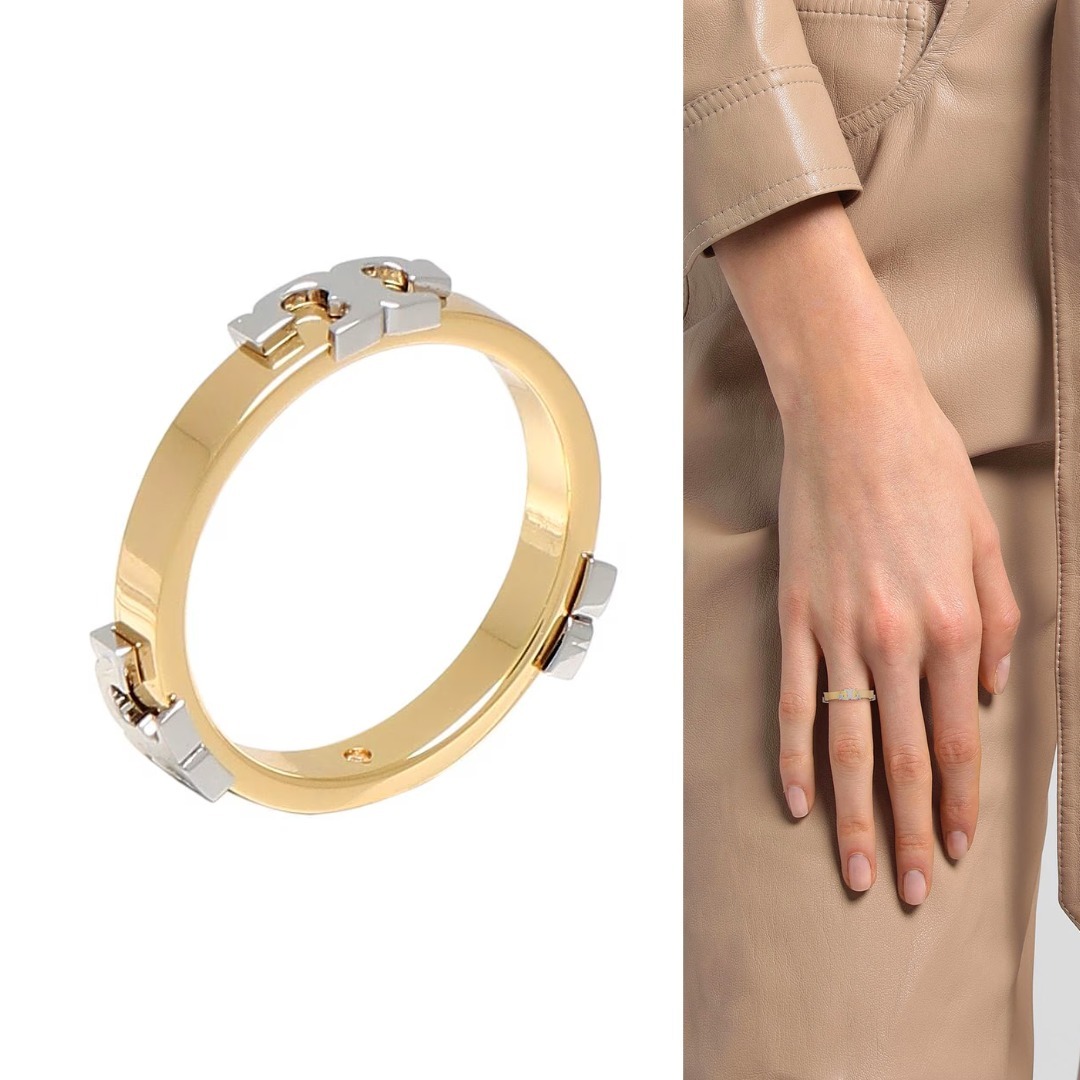 Tory Burch ロゴ メタル リング Serif-T