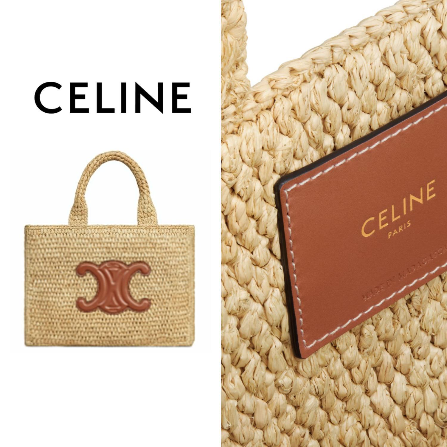 人気【CELINE】 スモール カバ タイス / ラフィア＆カーフスキン