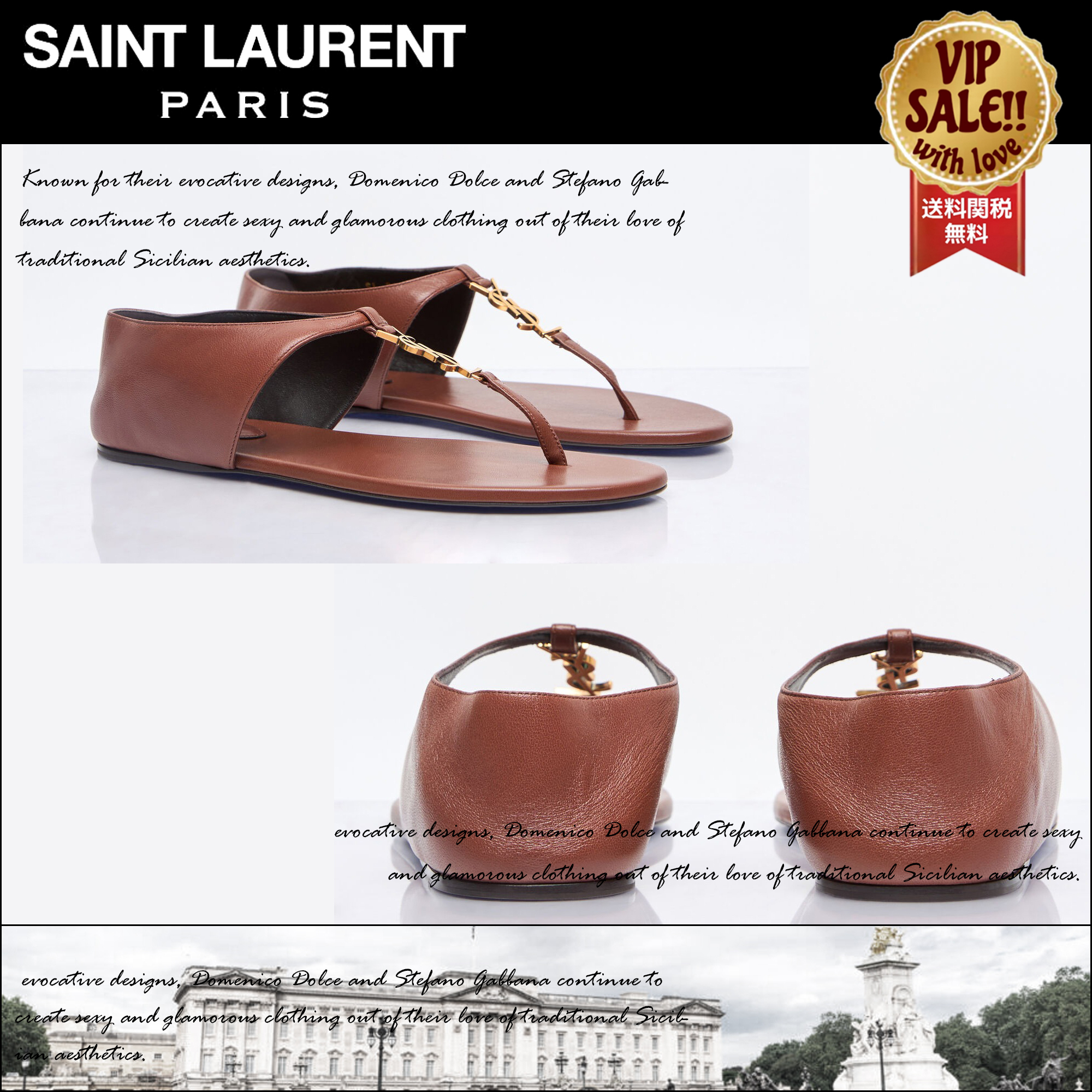 SAINT LAURENT カサンドラ サンダル ブラウン 大人気