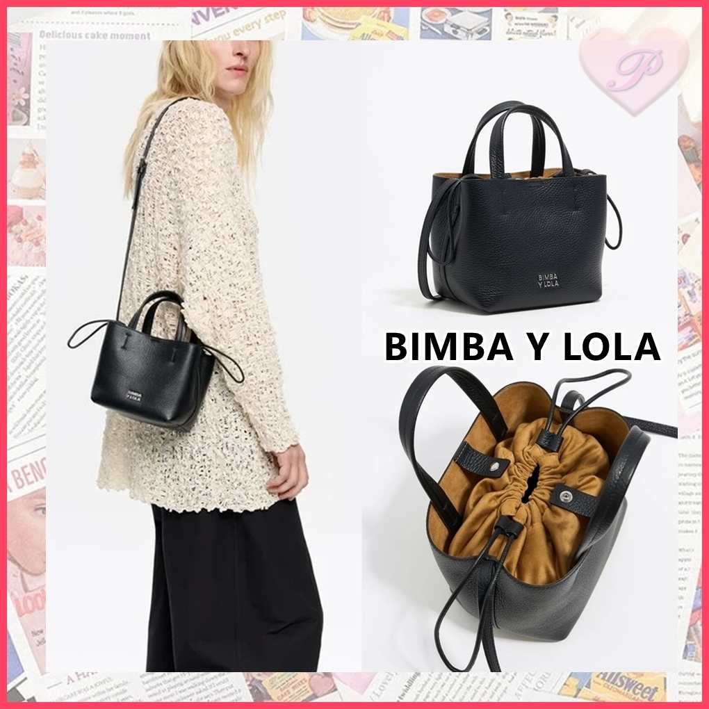 【BIMBA Y LOLA】巾着開閉内ポーチ☆レザーミニトートバッグ