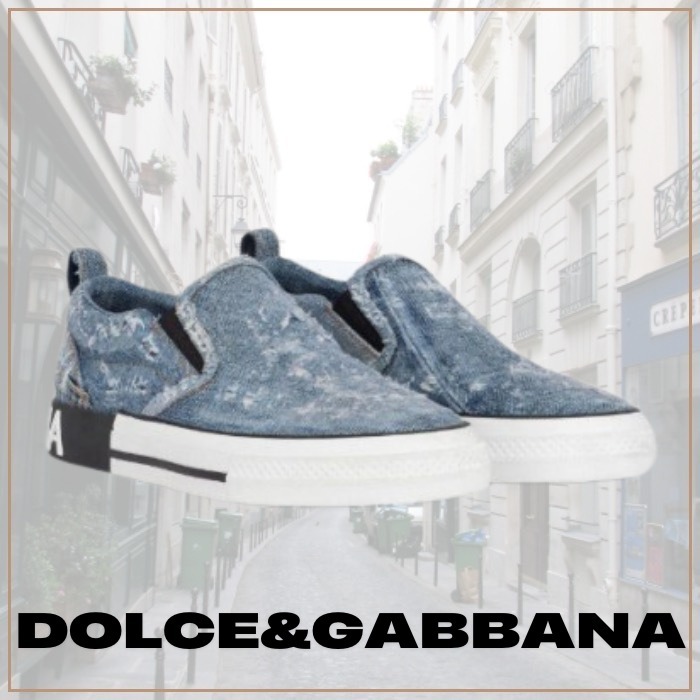新品★DOLCE&GABBANA■ダメージ加工デニムスリッポンスニーカー