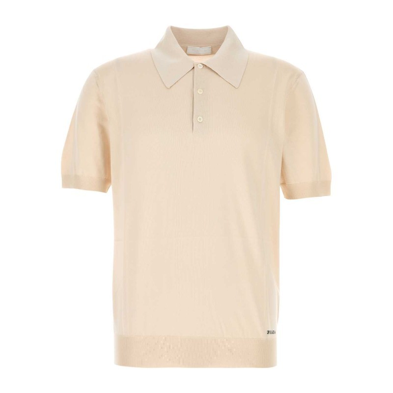 Tシャツ・カットソー PRADA SS25 Sand silk polo shirt (UMB925SOOO16AI F0018)