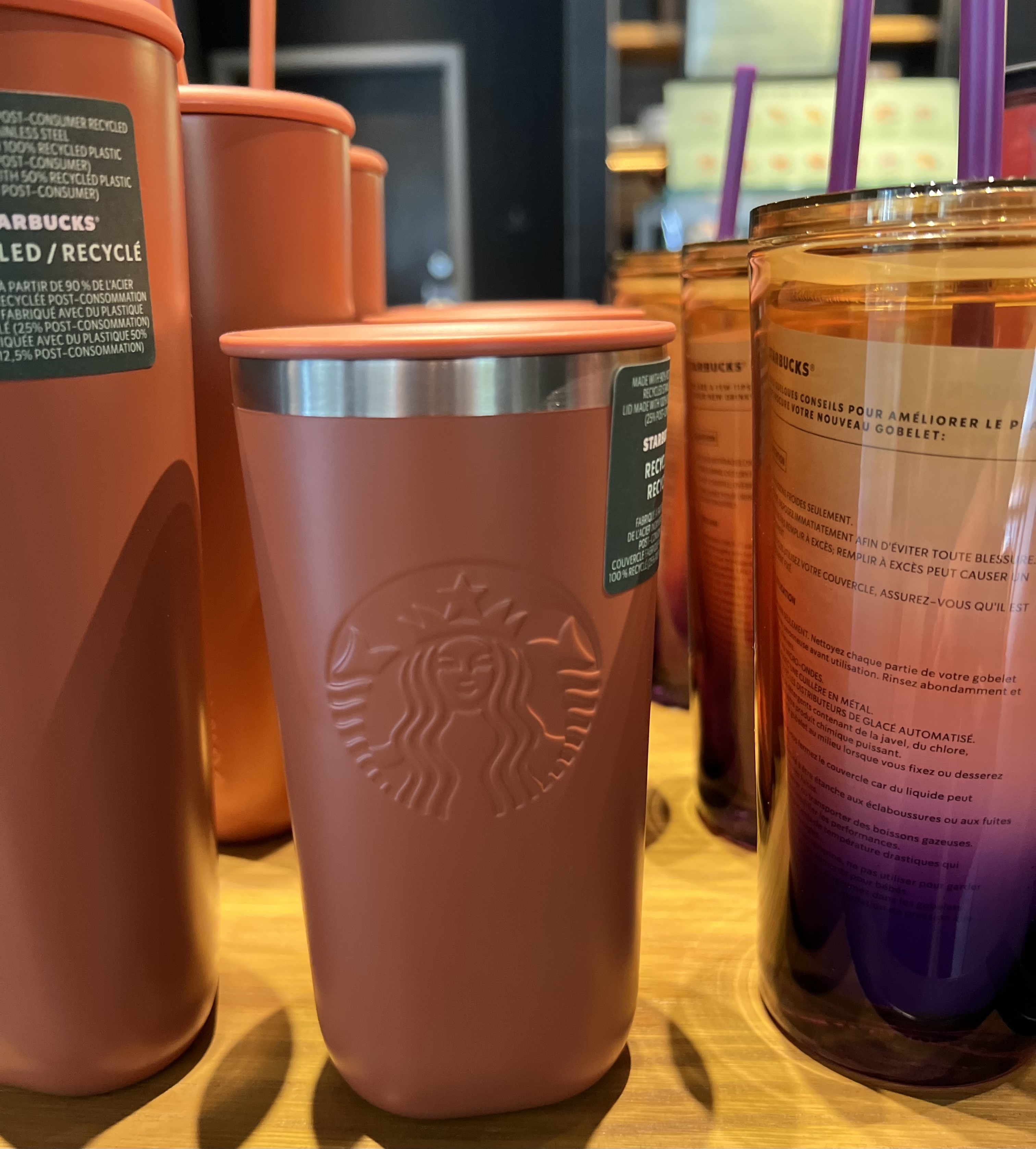 北米スタバ☆再生プラ製タンブラー 355ml オレンジ