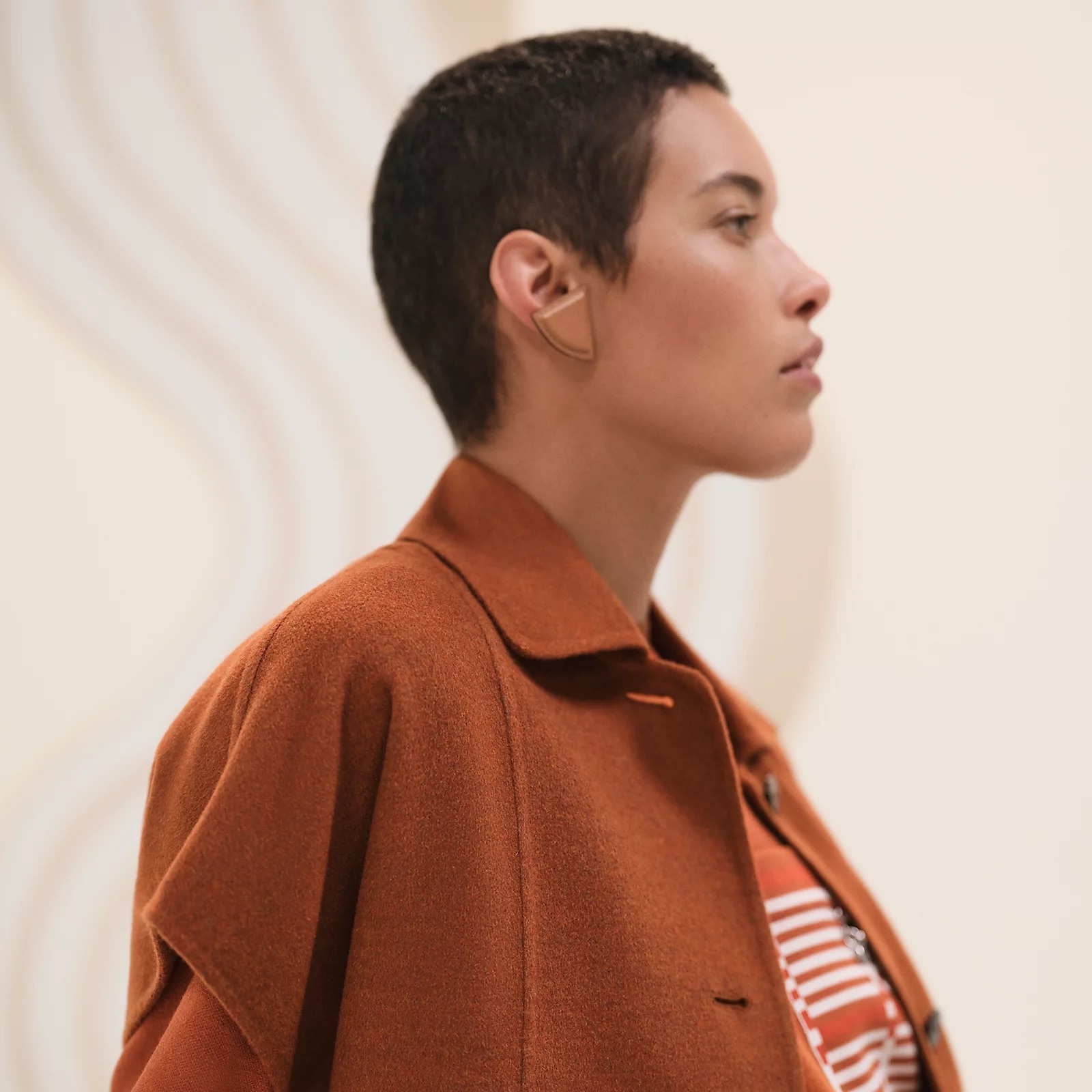HERMES 25SS《ノースリーブジャケット》ブラウン カシミヤ 直営