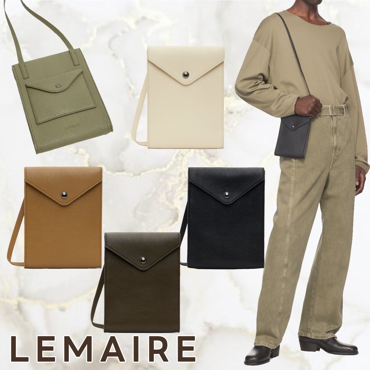 カジュアルも綺麗めも♪【LEMAIRE】ENVELOPPE ストラップポーチ