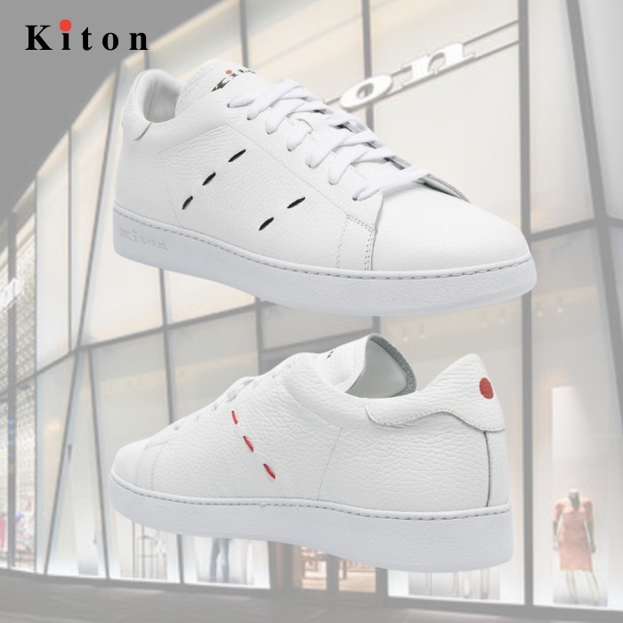 洗練された大人の【Kiton キートン】レザー スニーカー ステッチ