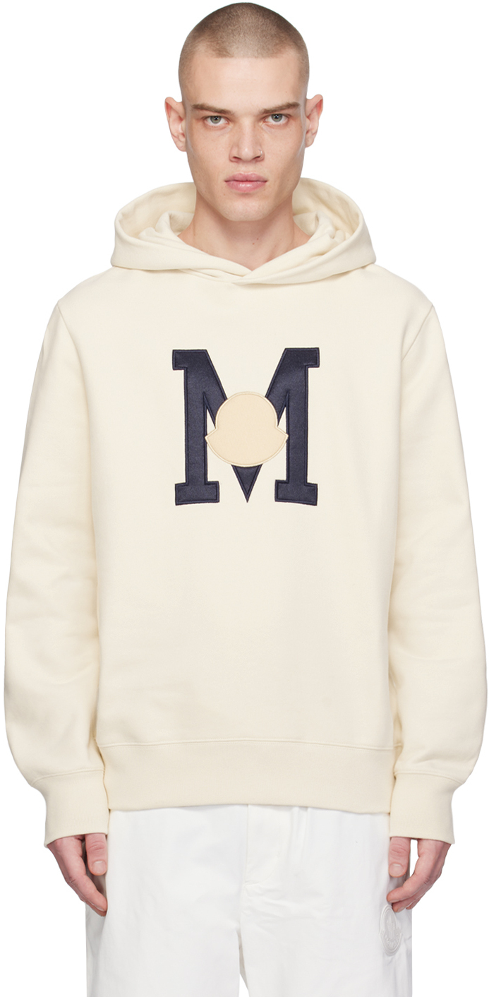 【関税込み】Moncler オフホワイト ロゴアップリケ フーディ