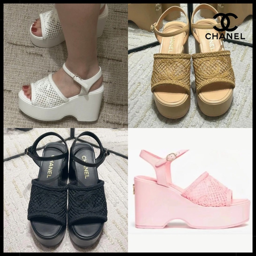 【厚底でスタイル良く】CHANEL シャネル サンダル ウエッジ 25P