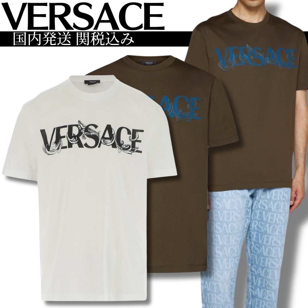 【関税込み】ロゴプリント入り コットン クルーネック Tシャツ