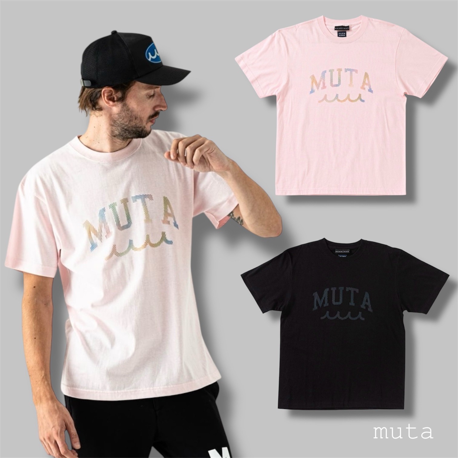 すぐ届く【muta】MARINE×ACANTHUS ステンシルロゴ Tシャツ