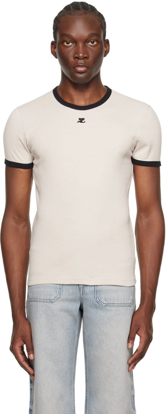 【関税込み】Courreges ベージュ コントラスト Tシャツ