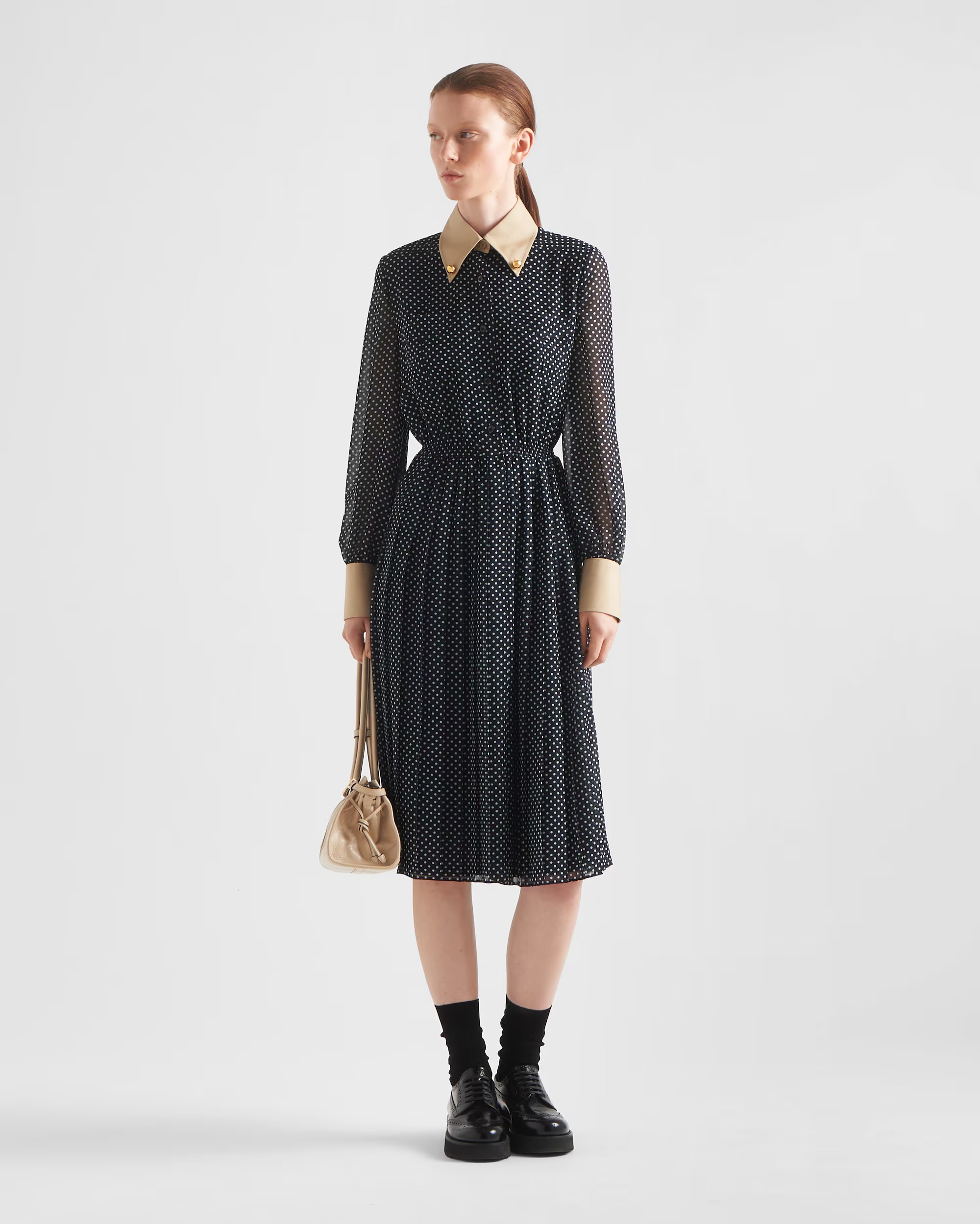 PRADA∽ポルカドット ジョーゼット ドレス∽-☆-パリ安心速達-☆
