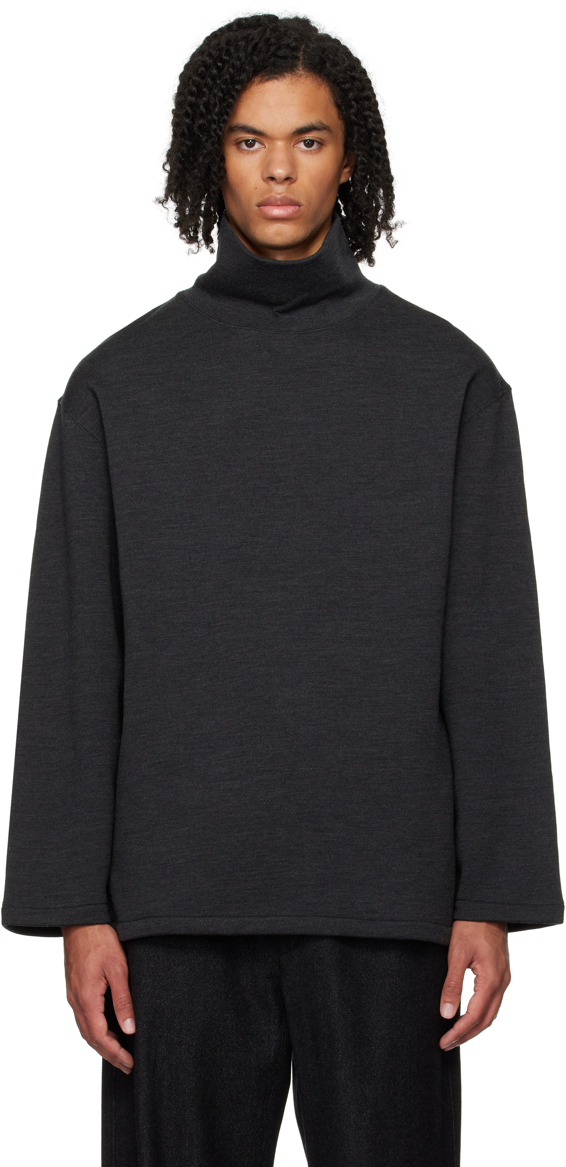 【関税込み】LEMAIRE グレー モックネック スウェットシャツ