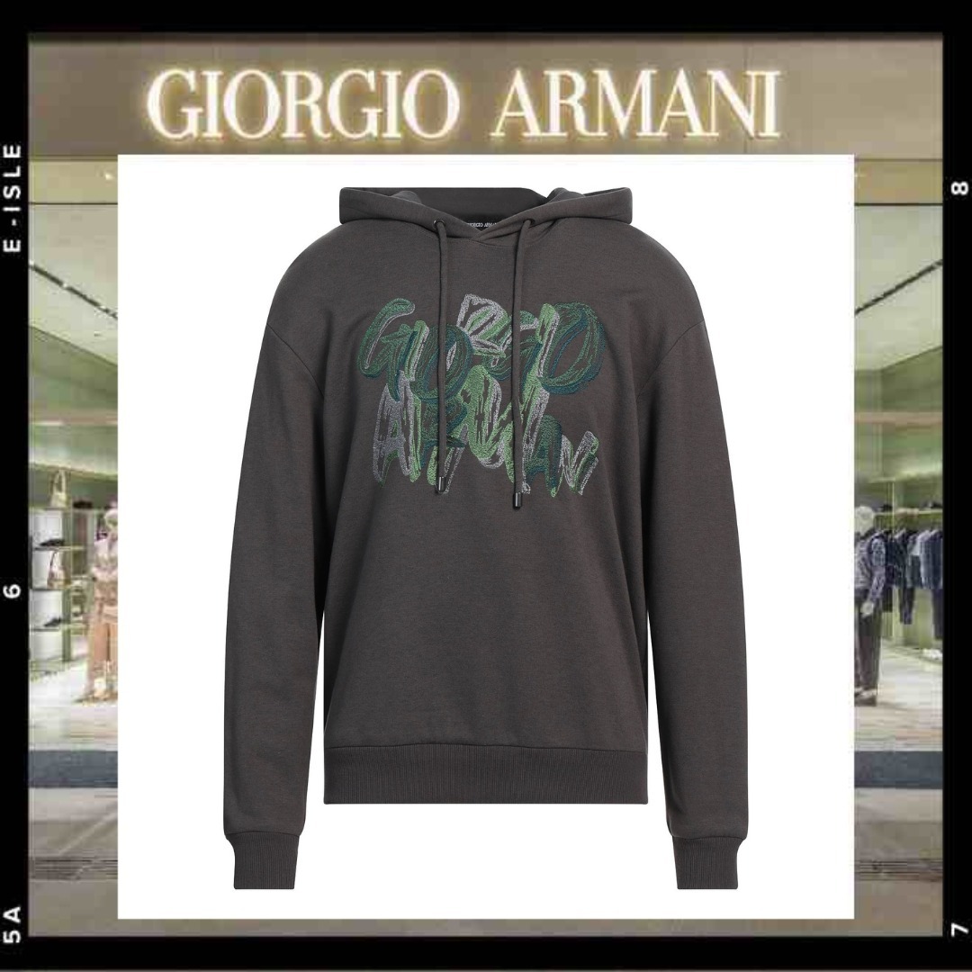希少【GIORGIO ARMANI】ブランドロゴ フードパーカー
