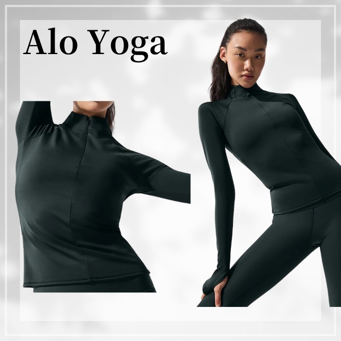 Alo Yoga☆ Airlift Winter Warm 1/4 Zip Long Sleeve グリーン