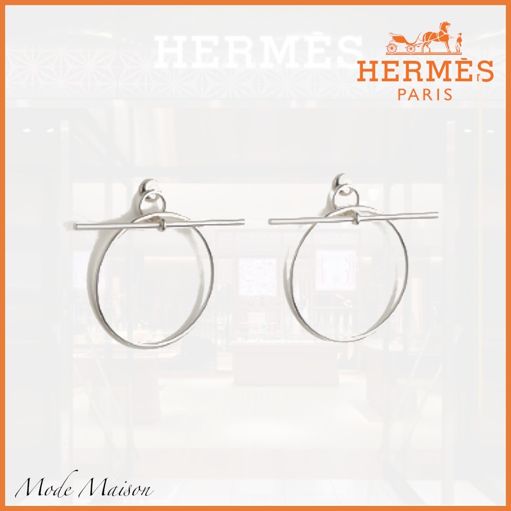 【おしゃれアイテム♪】HERMES シルバーピアス LOOP MM