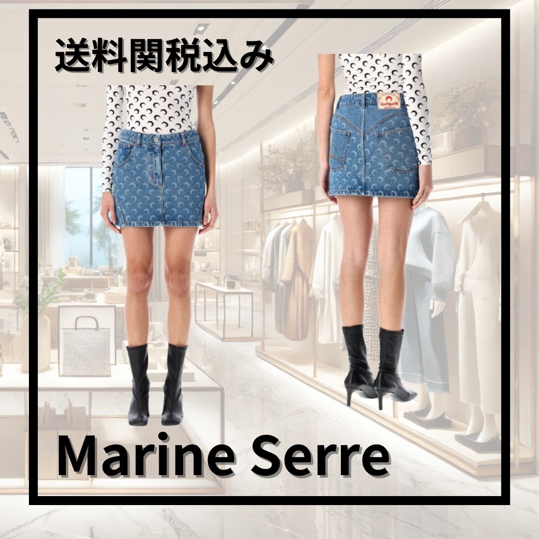 関税込 Marine Serre ムーン レーザー デニム ミニスカート