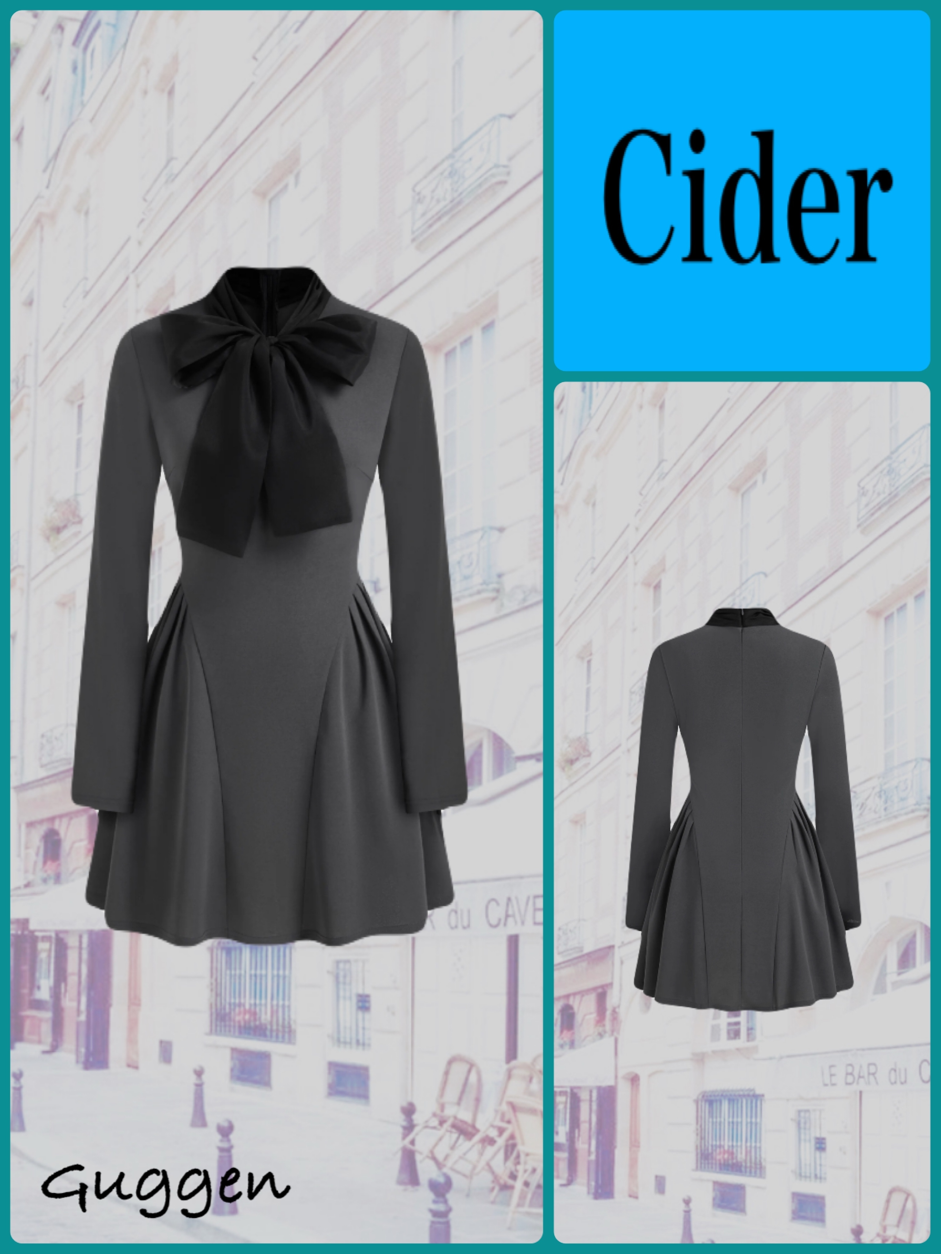 Cider グレーリボンワンピース