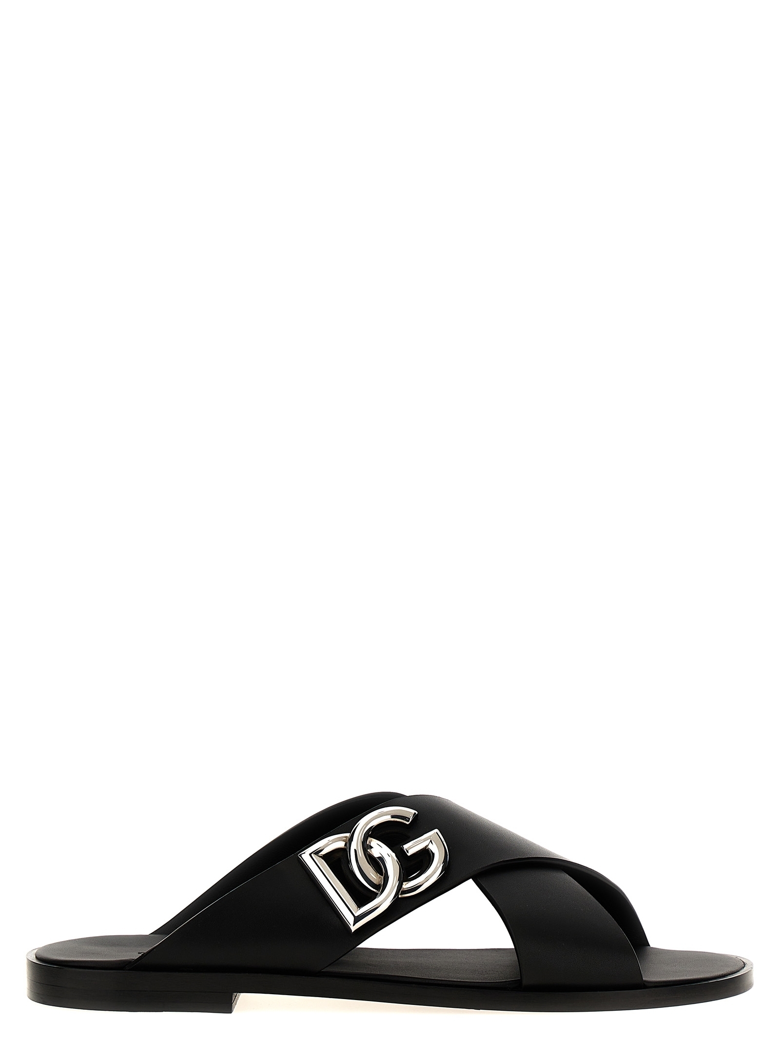 サンダル DOLCE & GABBANA Logo leather sandals Black  A80440AO602