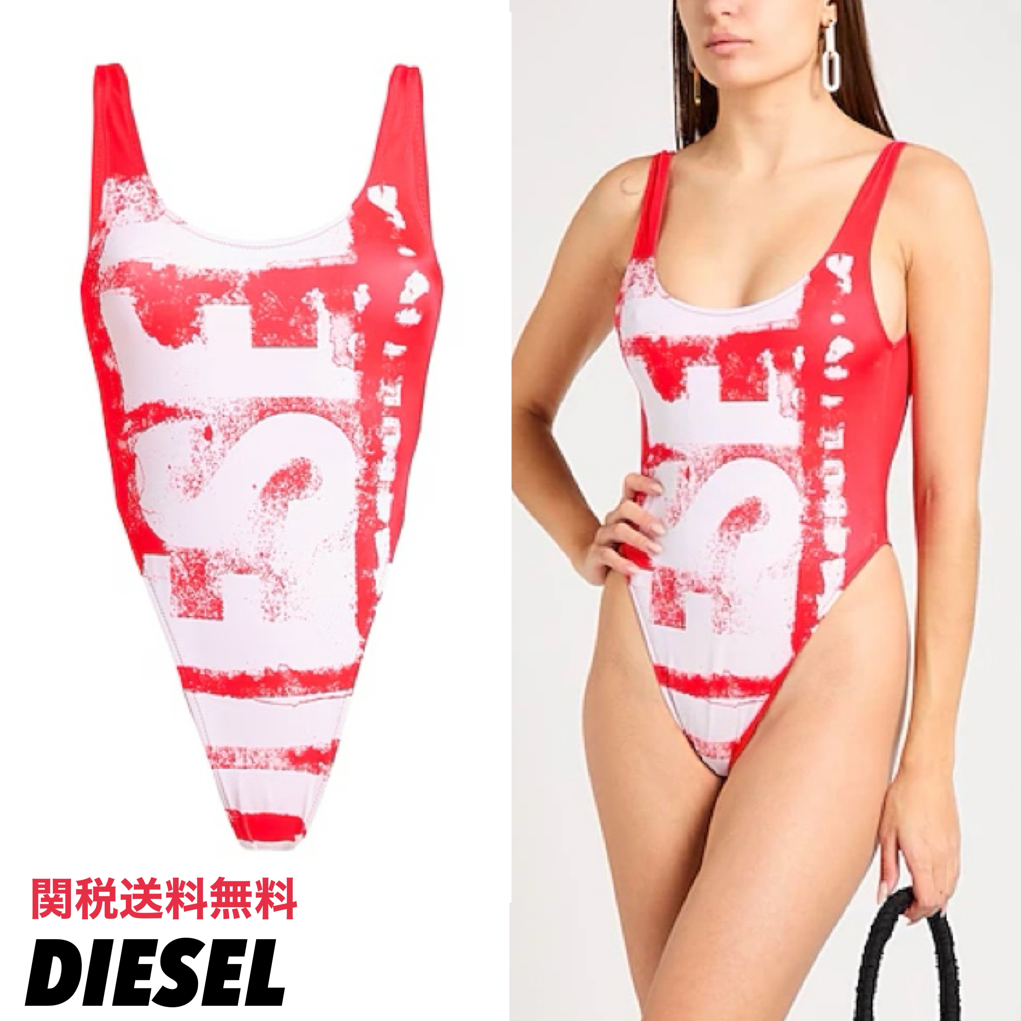 DIESEL ディーゼル ロゴ ハイレグ ワンピース 水着