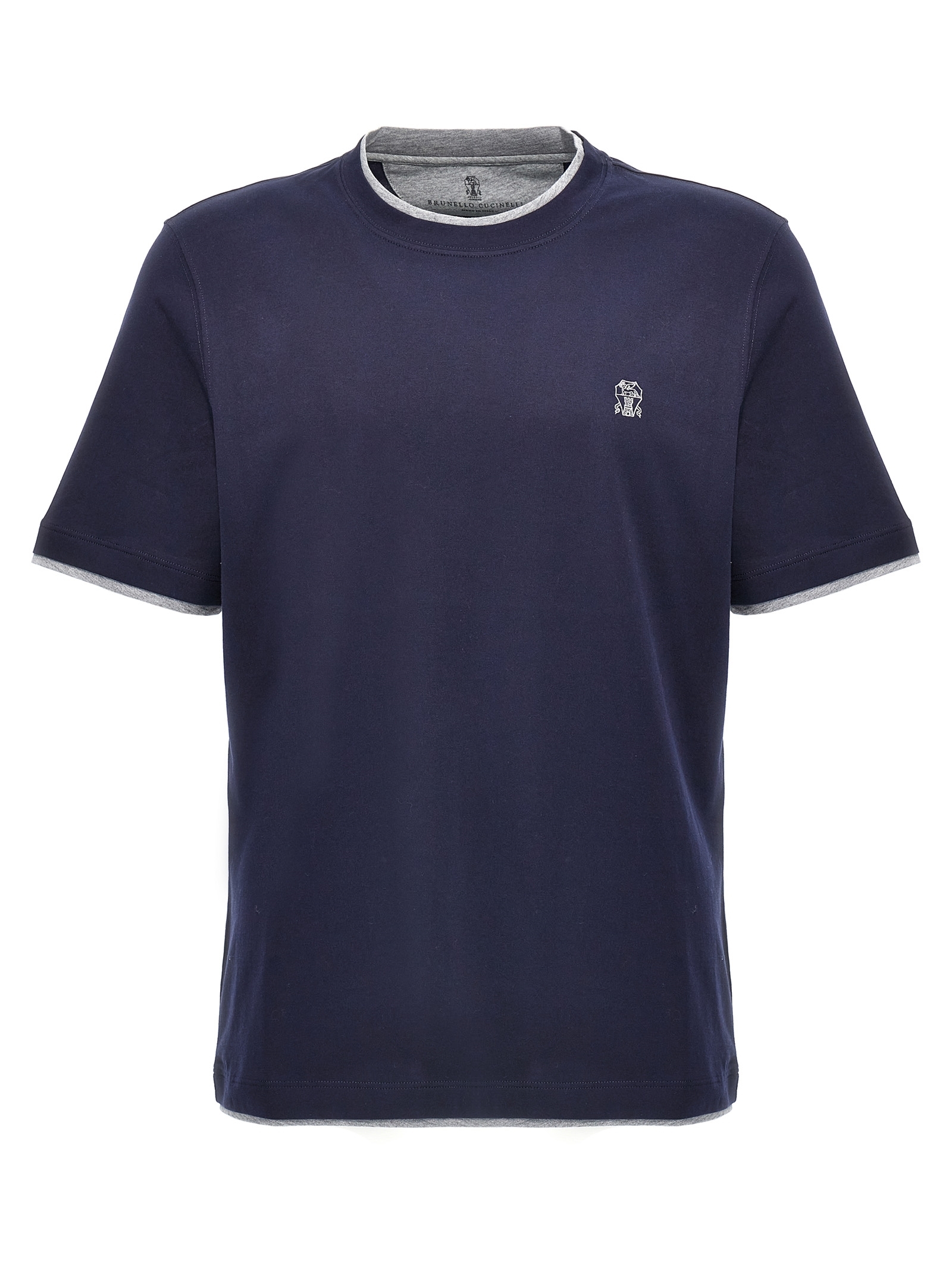 Tシャツ・カットソー BRUNELLO CUCINELLI Logo layered T-shirt Blue M0B137427G