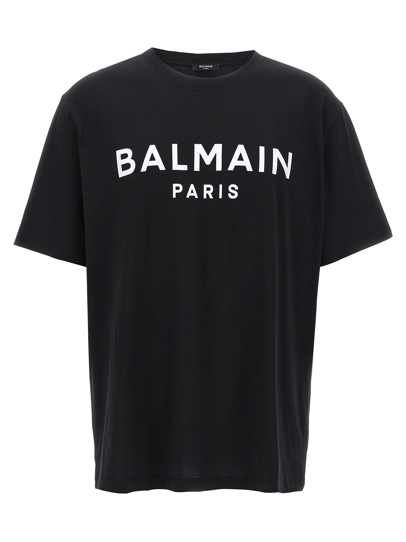 Tシャツ・カットソー BALMAIN Logo T-shirt White/Black EH1EG010BB73