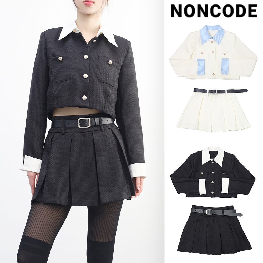 【NONCODE】Annyou stripe tweed jacket + skirt set