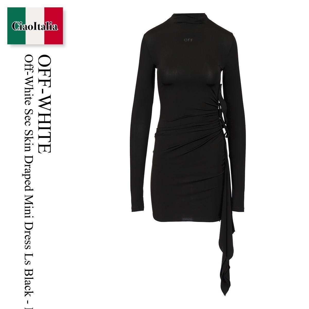 ワンピース Off-White Sec Skin Draped Mini Dress Ls Black - Bl