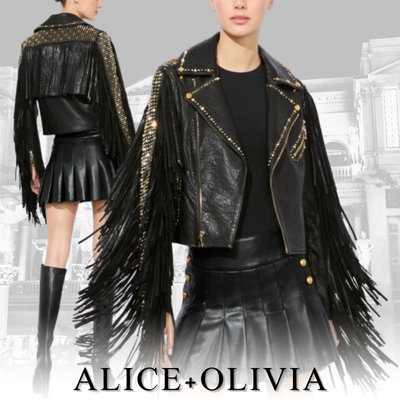 ALICE+OLIVIA アリスアンドオリビア フリンジ モトジャケット