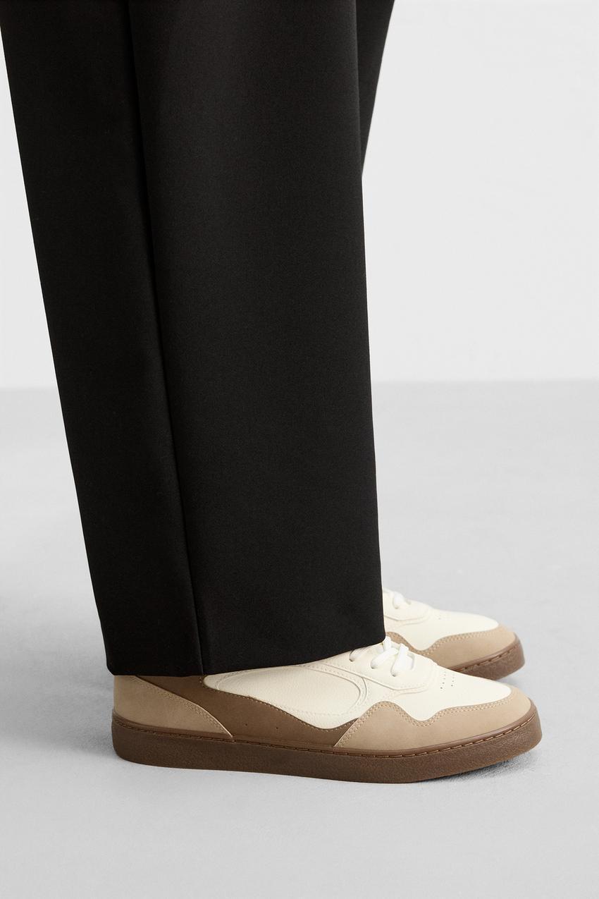 ★ドイツ発*ZARA*新作*本革コンビネーションスニーカー/GN★ ☆ドイツ発*ZARA*新作*本革コンビネーションスニーカー/GN
