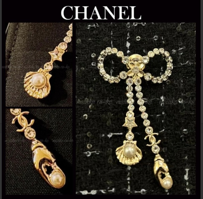 キラキラリボン☆【CHANEL】シャネル ブローチ マリン CCロゴ