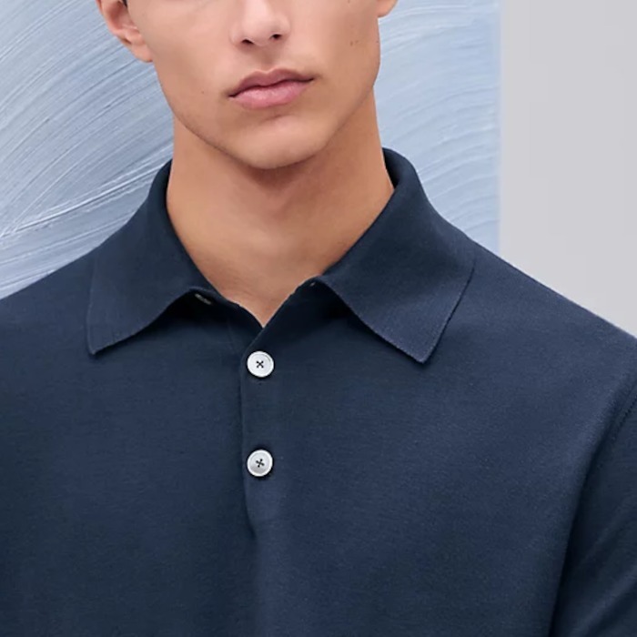 HERMES＊メンズ/ ウール 長袖ポロシャツ《Hディテール》.25ss