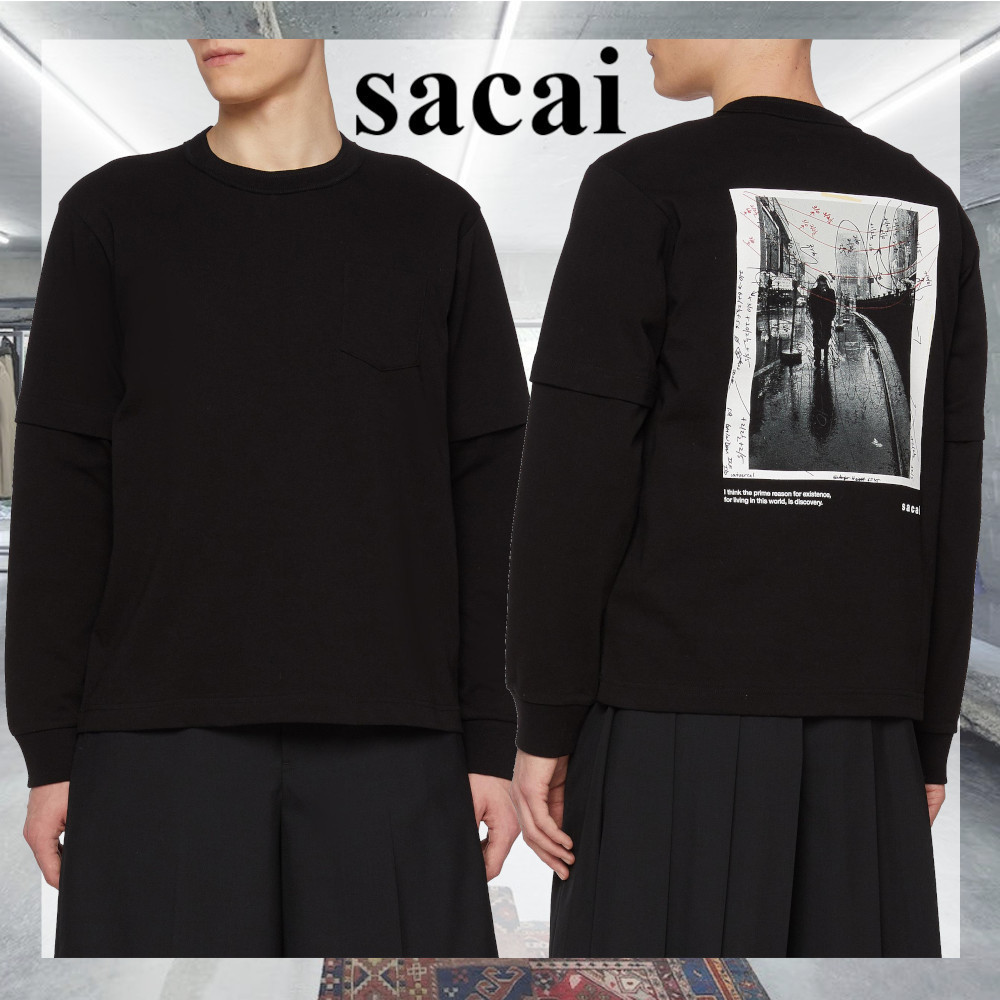 【sacai】James Dean Layered Sleeves Cotton T-Shirt