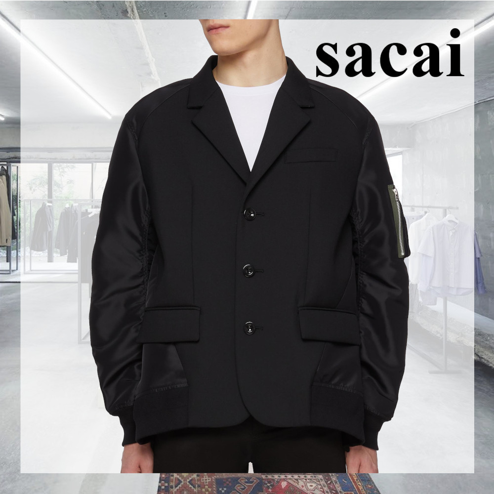 【sacai】Elasticated Waist Hybrid Suiting Bomber Jacket