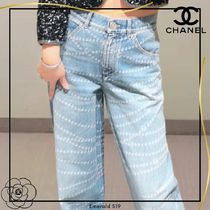 2025ココビーチ♡【CHANEL】プリント デニム パンツ ショート パンツ - プリント デニム、ライトピンク & ホワイト