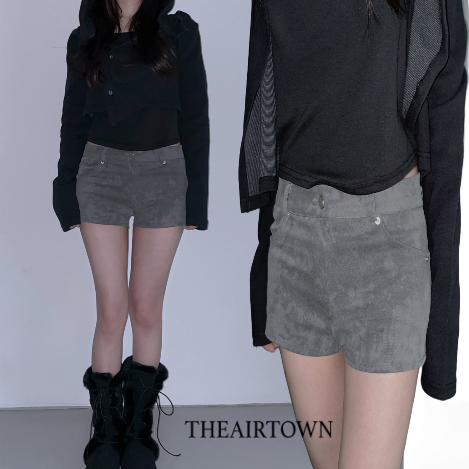 【THEAIRTOWN】マイクロコットンロウウエストプリントパンツ