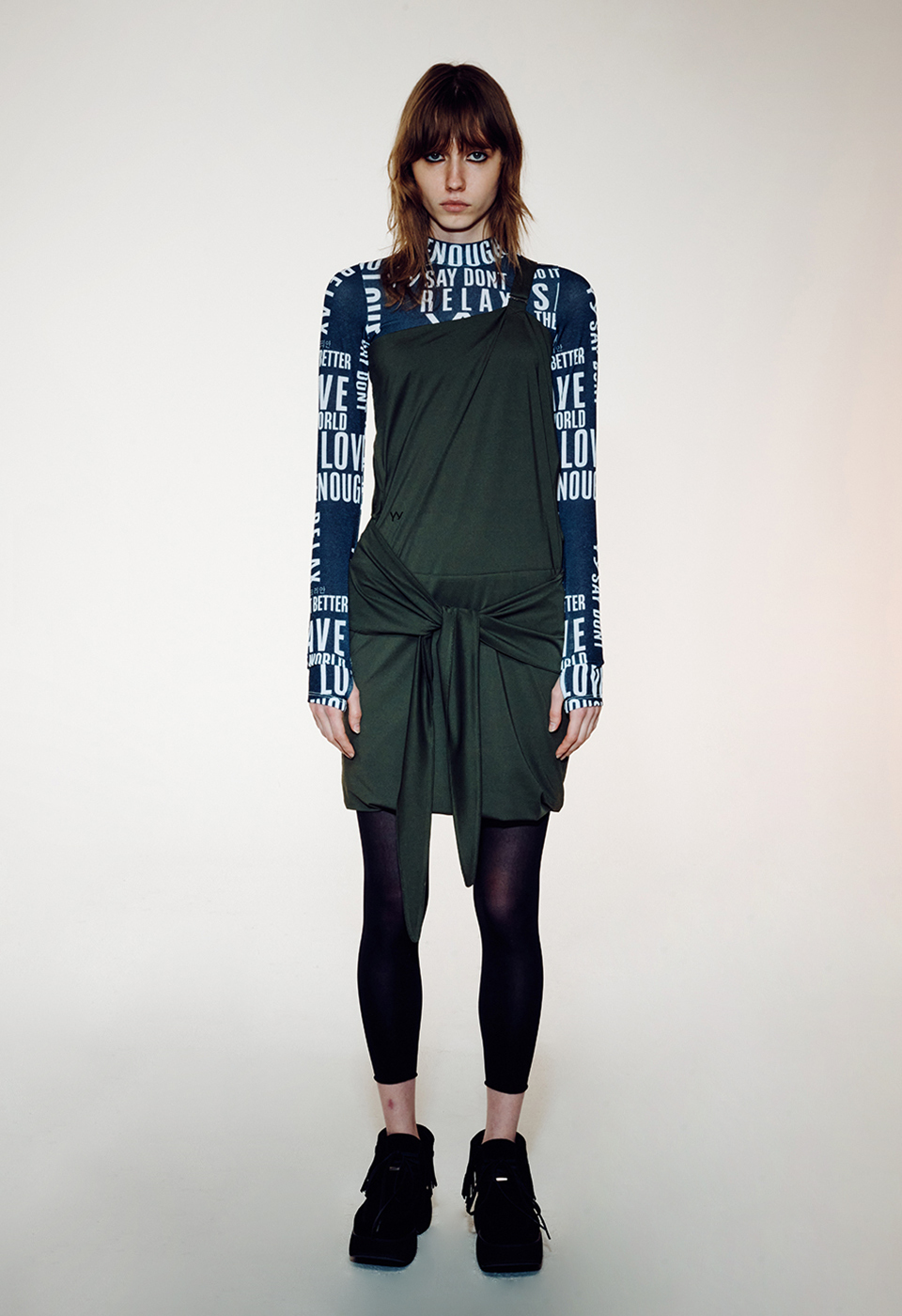 【OPEN YY】TRANSFORMATIVE KNOT DRESS, KHAKI