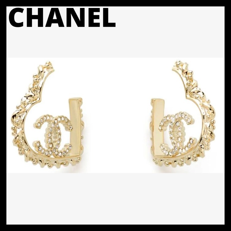 《オシャレなハート♪》CHANEL ビジューピアス CCロゴ