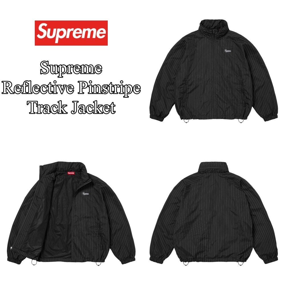 【Supreme】Reflective Pinstripe Track Jacket★Black★24FW★